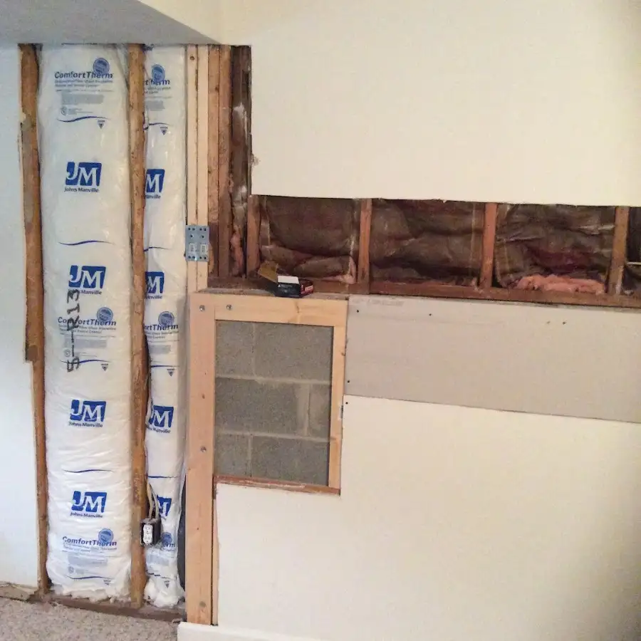 Wall insulation replacement during Basement Flood Cleanup in Arkansas City